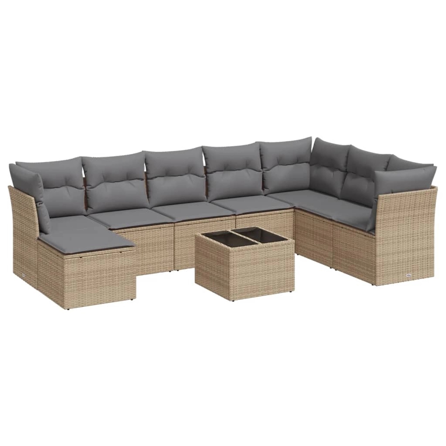 vidaXL 9-Tlg Garten-Sofagarnitur mit Kissen Beige Poly Rattan 3249898 günstig online kaufen