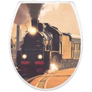 Banjado Familien WC-Sitz mit Zug Motiv. Klodeckel mit integriertem Kindersitz und Absenkautomatik.