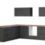 Held Winkelküche Kempten, 240 cm, Graphit/Grau, ohne E-Geräte. Moderne Küchenzeile mit Arbeitsplatte in Holzoptik.