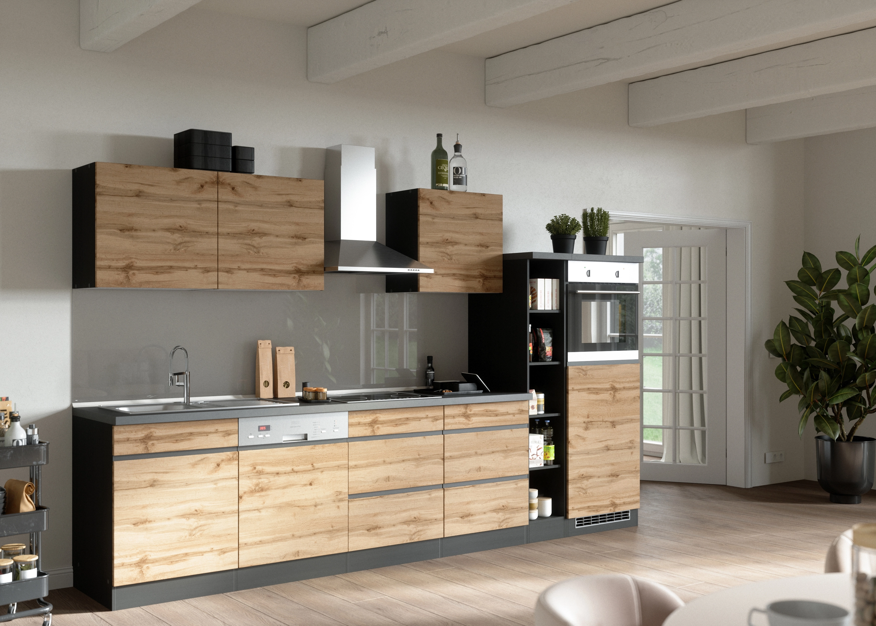 Held Möbel Küchen-Hängeschrank Turin OBI Wotaneiche/Graphit bei cm kaufen 60