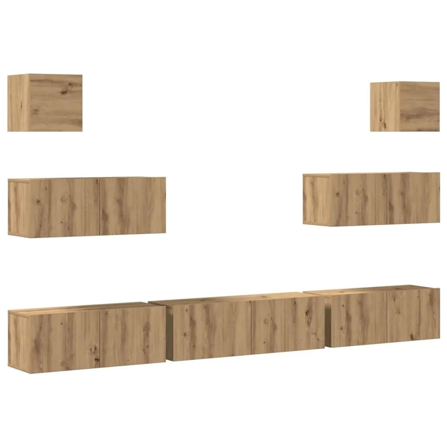 vidaXL 7-Tlg TV-Schrank-Set Wandmontage Artisan-Eiche Holzwerkstoff 3329212