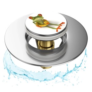 Sanilo Pop Up Waschbeckenstöpsel mit Frosch Motiv, verchromt.