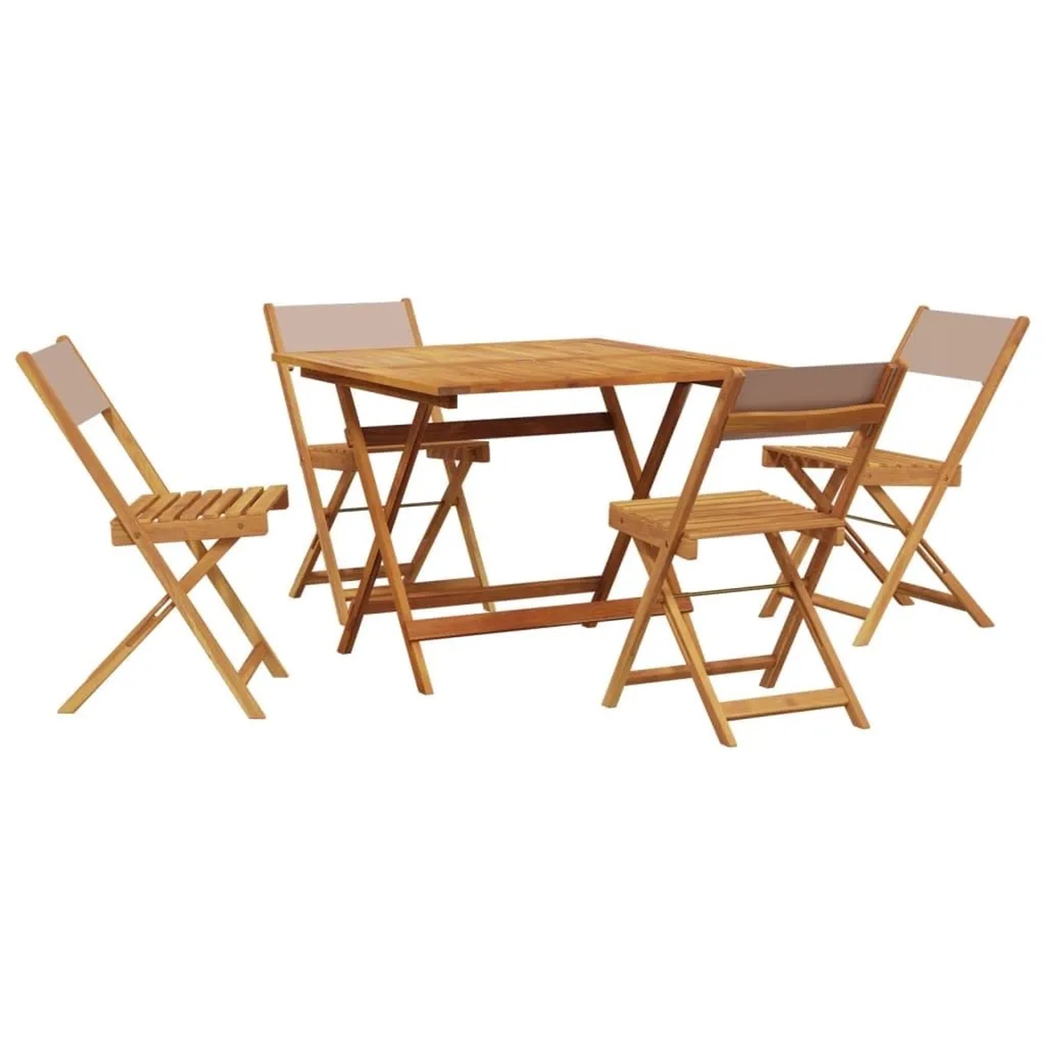 vidaXL 5-Tlg Garten-Essgruppe Stoff und Massivholz Taupe 3281786