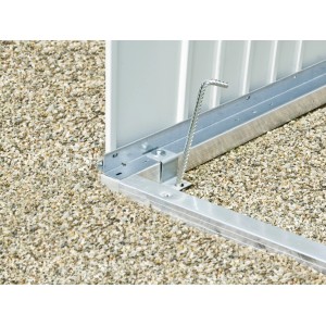 Biohort Bodenrahmen für HighLine/Panorama Gartenhaus: Detailansicht mit Bodenanker.