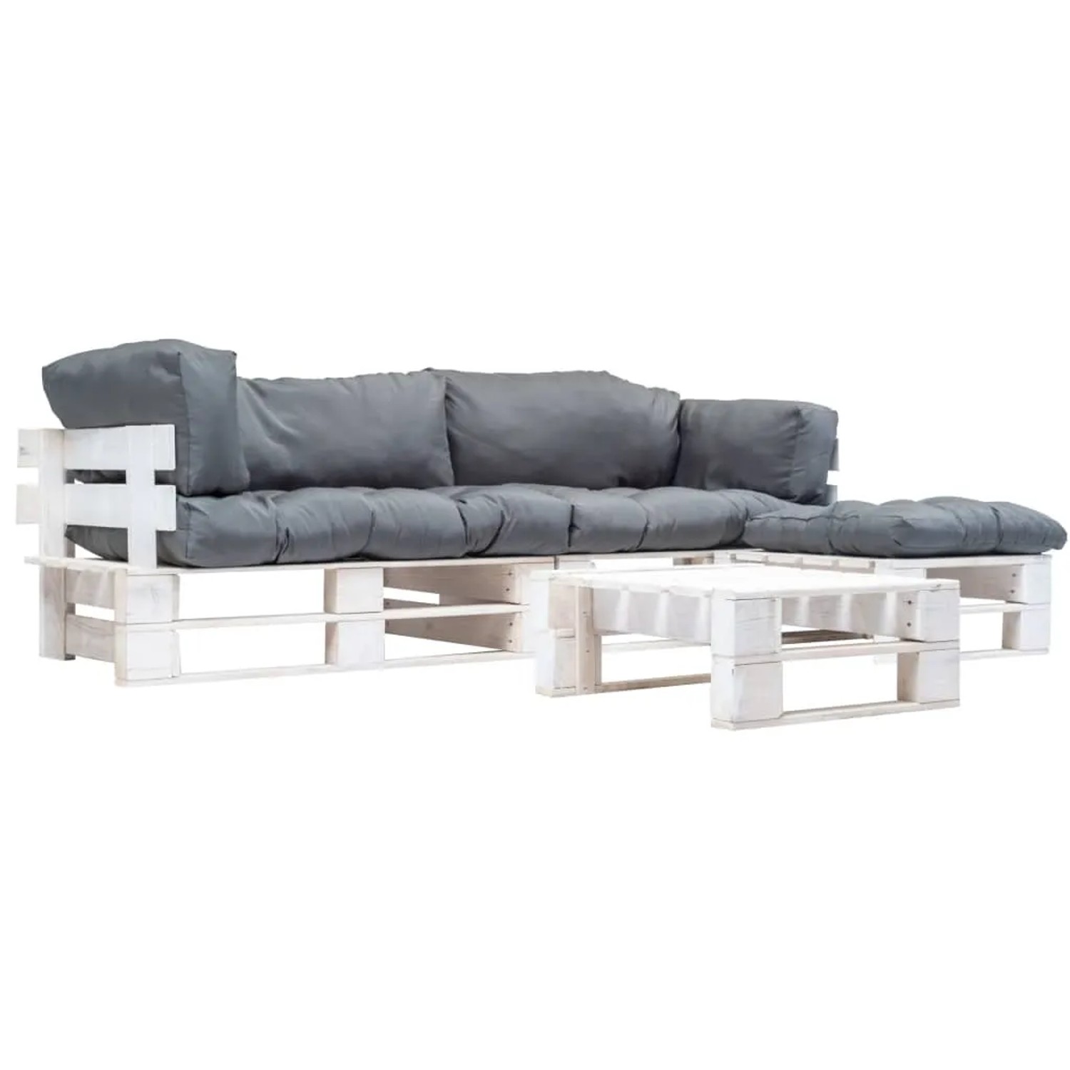 vidaXL 4-Tlg Paletten-Lounge-Set mit Kissen in Grau Holz 277393