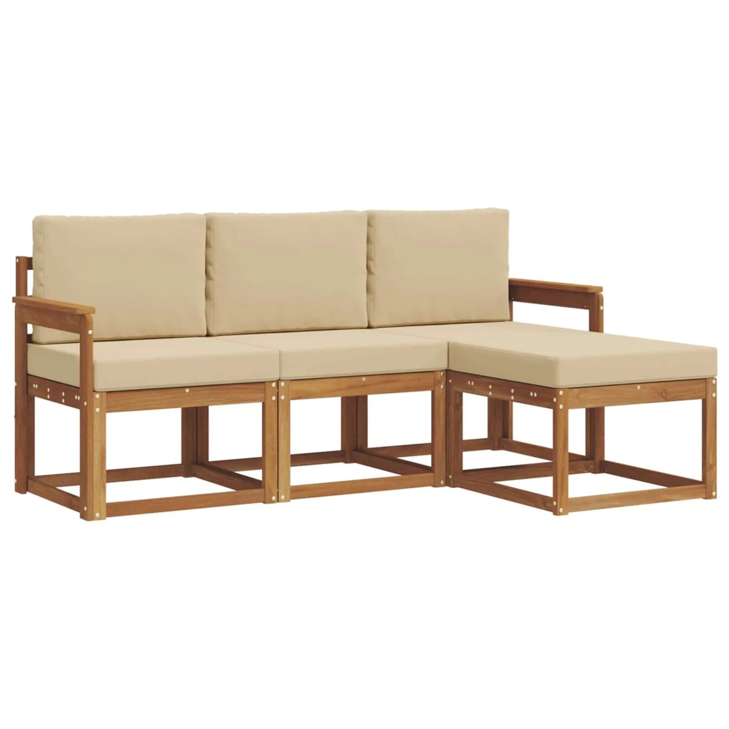 vidaXL Outdoor-Sofagarnitur mit Kissen 4 Stk Natur und Beige 3366211
