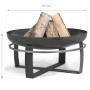 Schwarze CookKing Feuerschale Viking aus Stahl, Ø 60 cm, mit Holzscheiten.