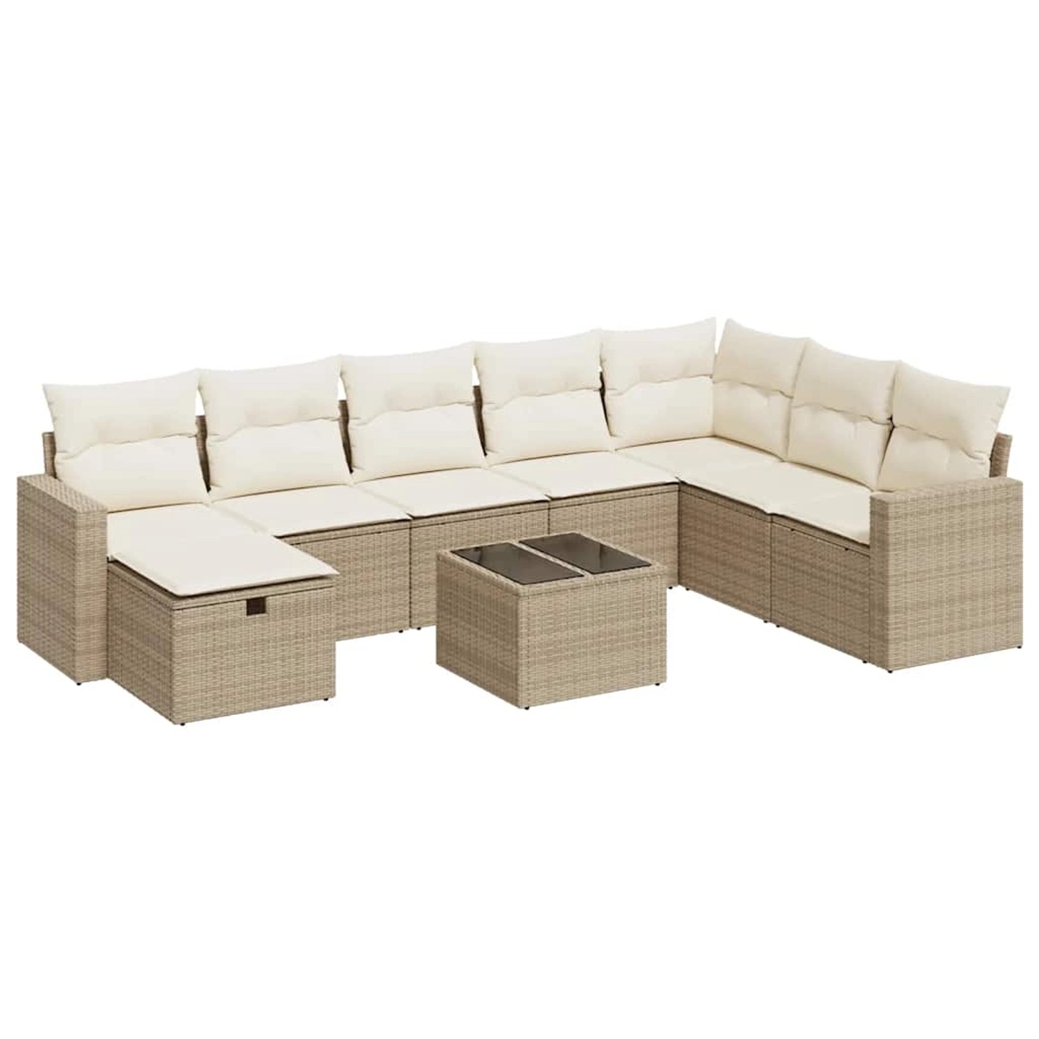 vidaXL 9-Tlg Garten-Sofagarnitur mit Kissen Beige Poly Rattan 3325444 günstig online kaufen