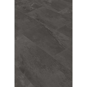 Click-Vinylboden Indianapolis Slate Fliese Town in dunkler Steinoptik.