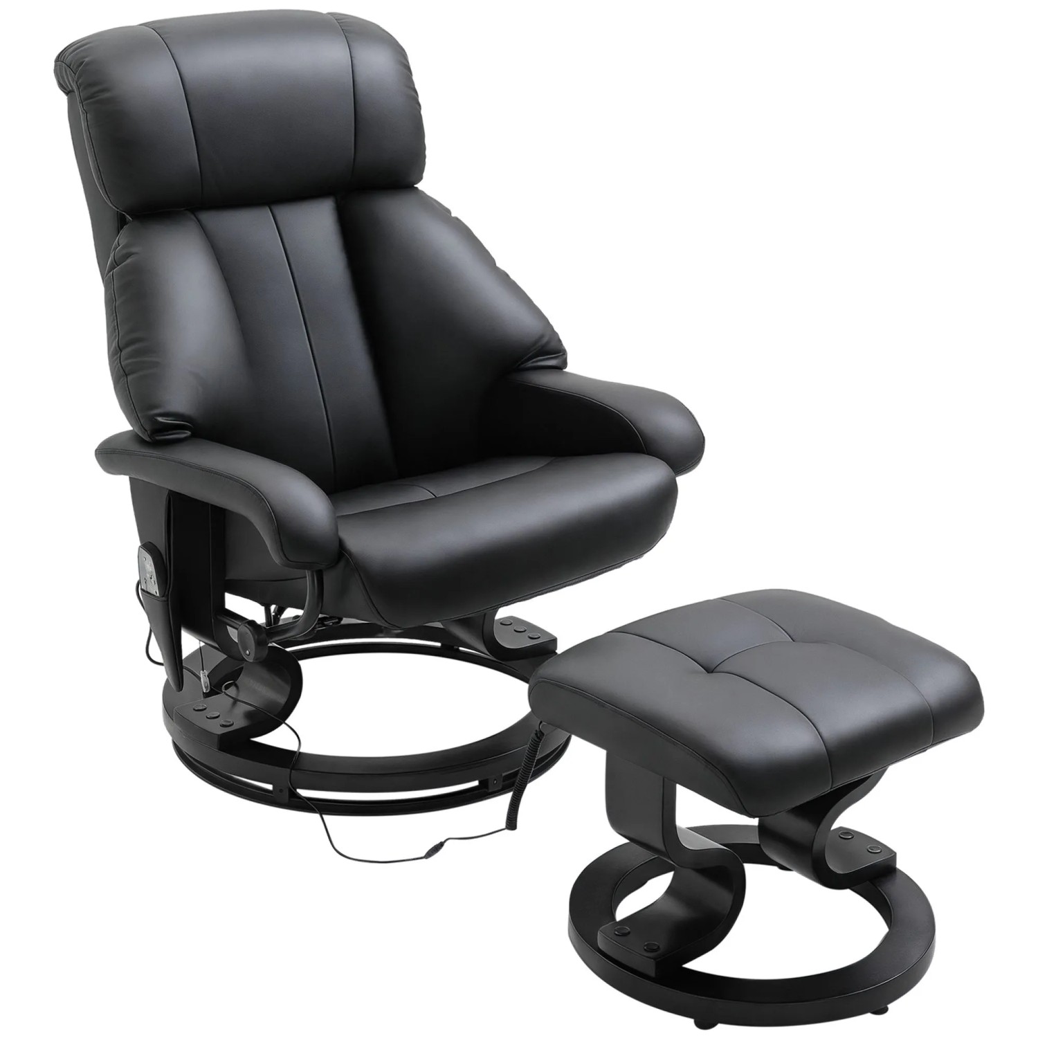 HOMCOM Massagesessel mit Fußhocker Elektrischer mit Liegefunktion Schwarz