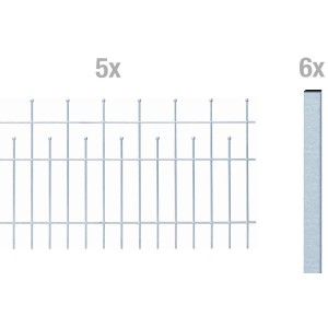 Metallzaun Grund-Set Madrid, verzinkt, zum Einbetonieren, 75x1000 cm, bestehend aus Zaunfeldern und Pfosten.