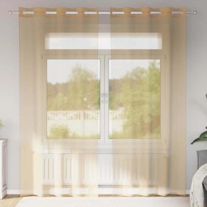 vidaXL Voile Vorhänge mit Ösen 2 Stk Sandfarbe 4102121