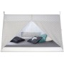 Weißes Homestyle4u Kinderbett Tipi 90x200 cm aus Kiefernholz mit grauem Zeltstoff und Sternenmuster.