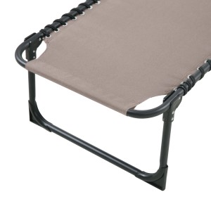 Detailansicht: Beige Svita Sonnenliege, 2er Set, mit Stahlrahmen und Kunststoffgewebe.