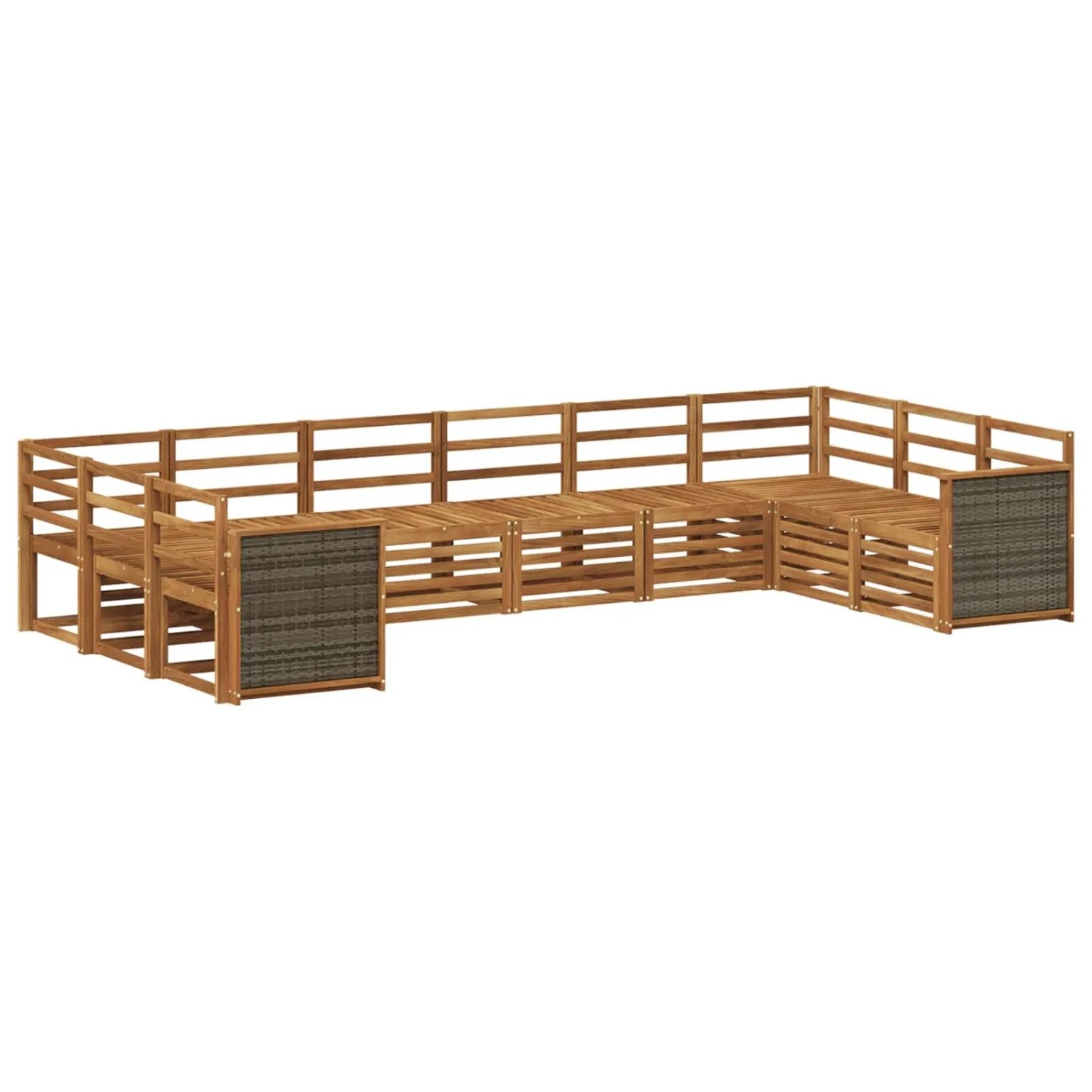 vidaXL Ecksofa Set 7 Stk Natur Massivholz Akazie 3384885
