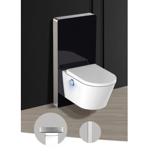 Glasdeals Sensor-Sanitärmodul für Wand-WC, Schwarzglas. Berührungslose Spülung, modernes Design.