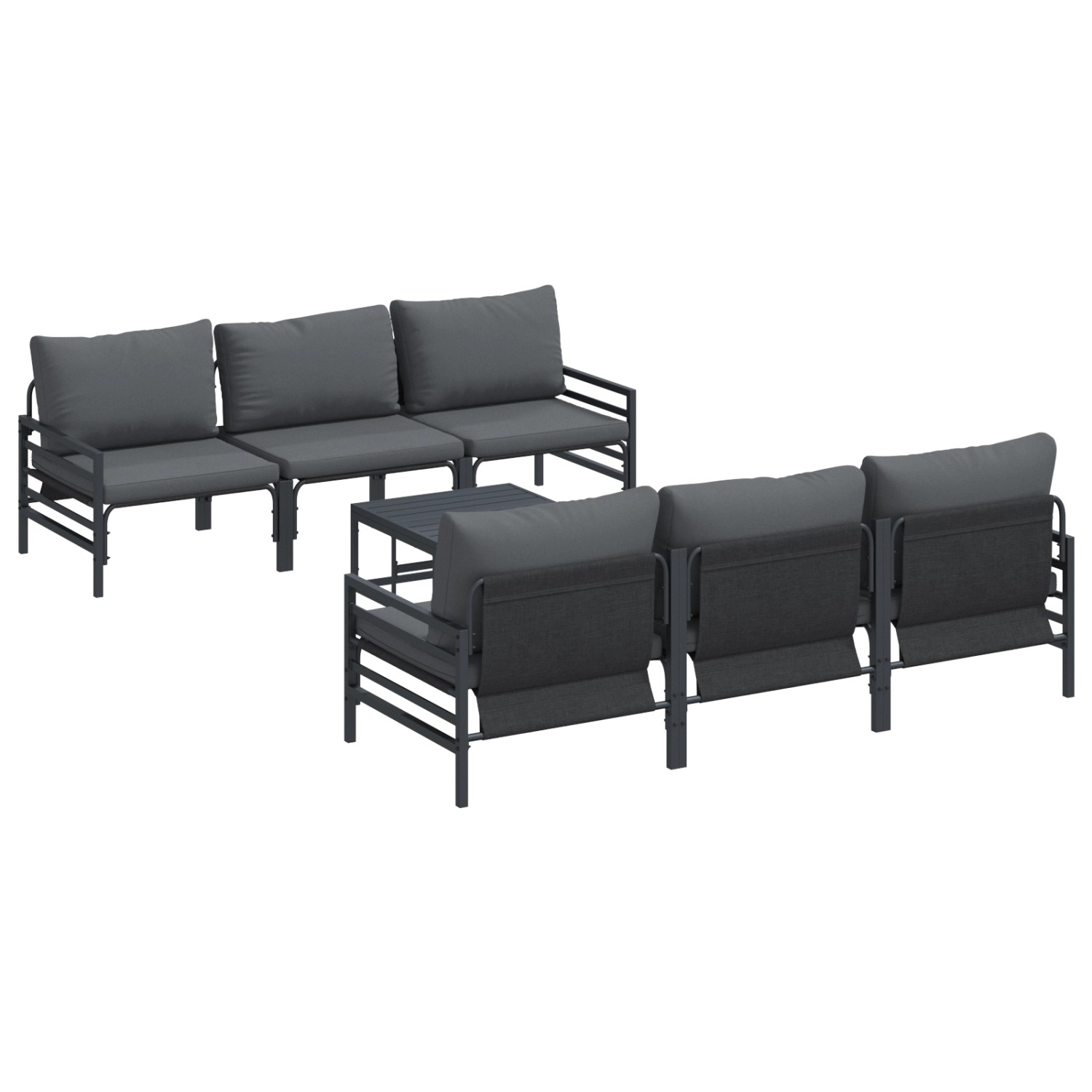 vidaXL Garten-Sofa-Set mit Kissen 7-Tlg Anthrazit Stahl Gewebe 3378956 günstig online kaufen