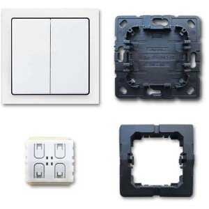 Busch-Jaeger Lichtschalter für Philips Hue Komplett-Set: Schalter, Rahmen, Einsatz und Befestigung.