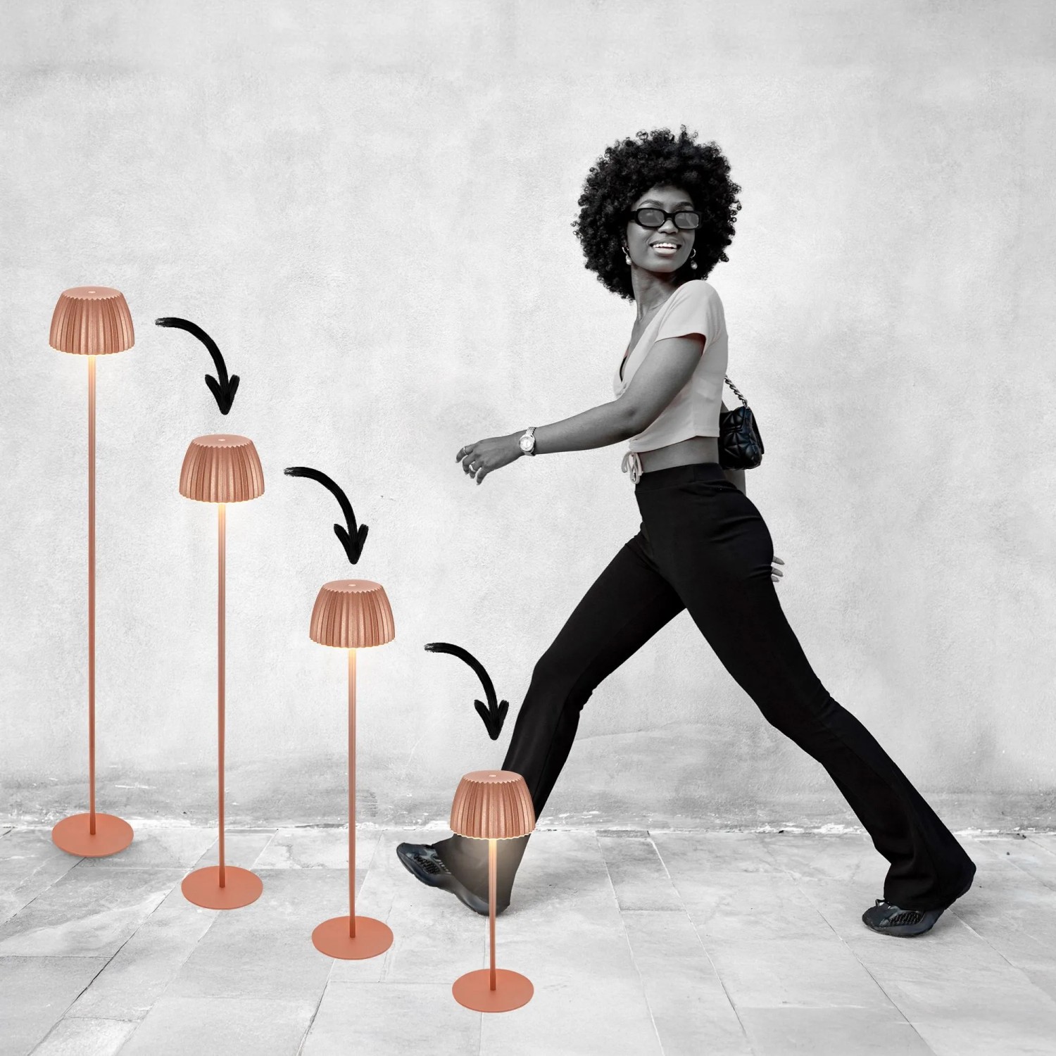 Brilo Akku-Stehleuchte Riffle Dimmbar Touch Lichtkante Kupfer_14