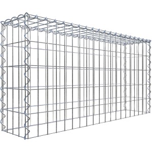 Gabiona Anbaukorb, 50x100x20cm, Maschenweite 5x10cm, aus verzinktem Drahtgitter. Ideal zur Erweiterung von Gabionen.