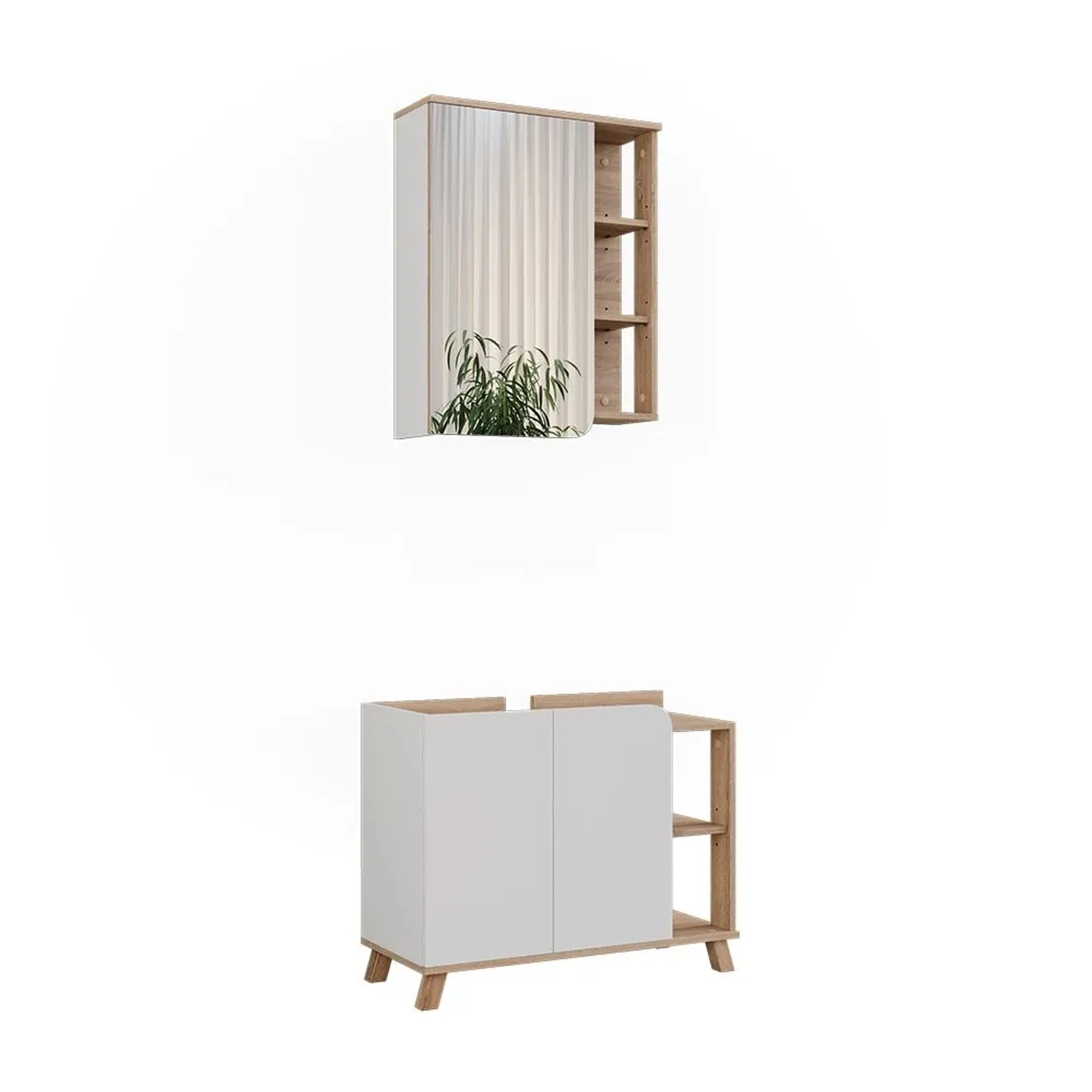 Vicco Badmöbel-Set Karen Sonoma/Weiß 80 x 65 2-teilig