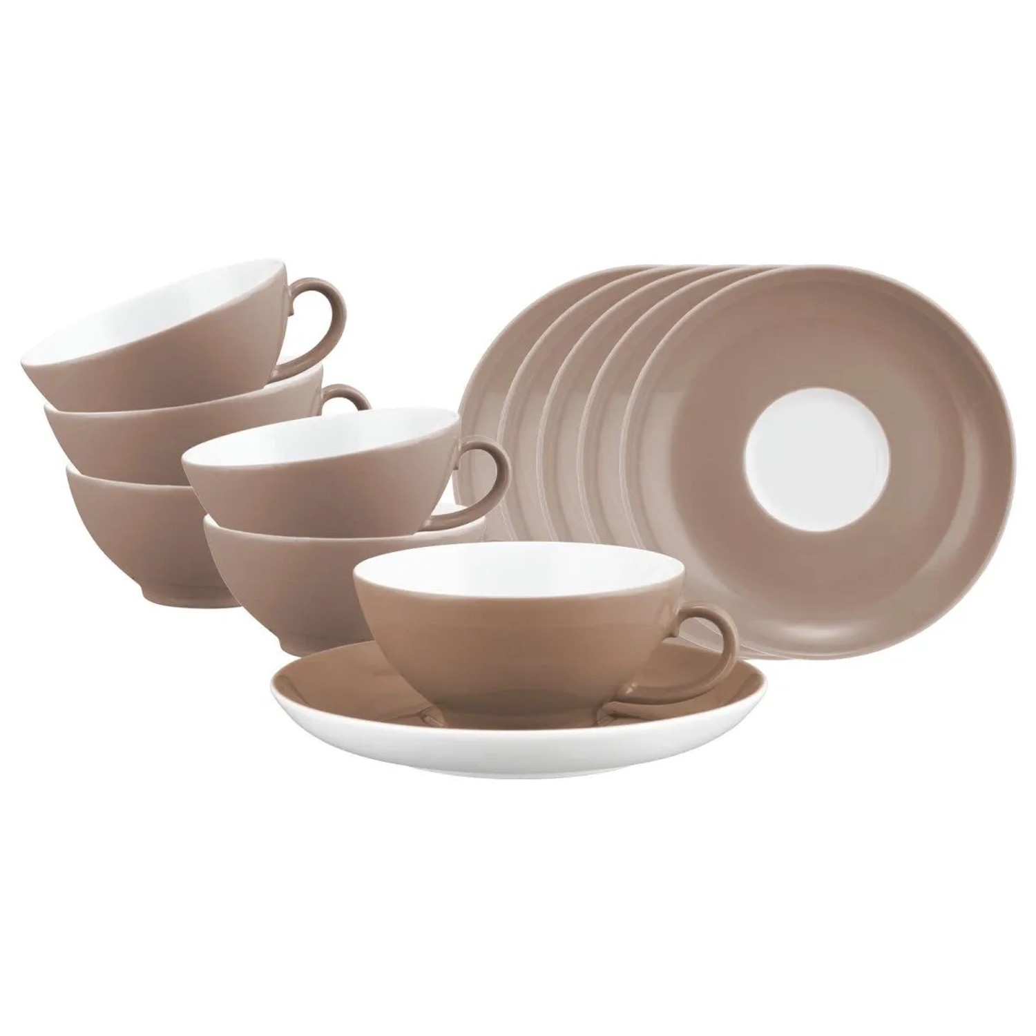 Seltmann Weiden Liberty Pure Colors Teetasse mit Untertasse 6er Set Cocoa Brown