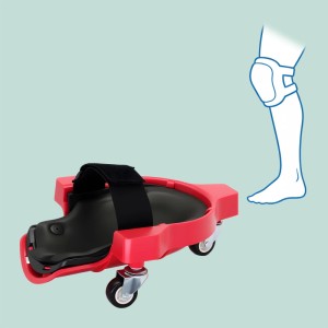 Rote Relaxdays Knieschoner auf Rollen aus Kunststoff, ideal für Bodenarbeiten.