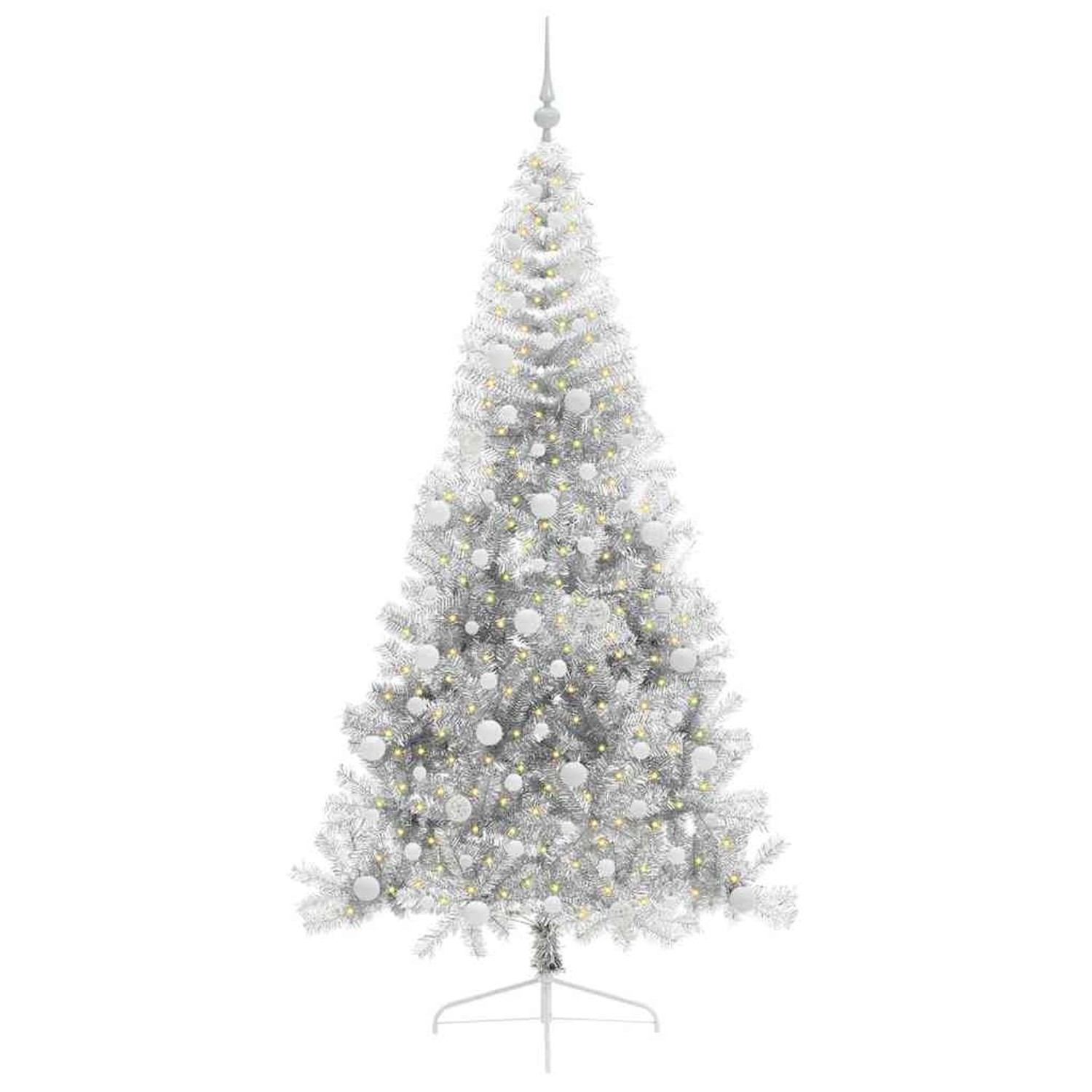 vidaXL Künstlicher Vorbeleuchteter Weihnachtsbaum Silber 240 cm 3397235
