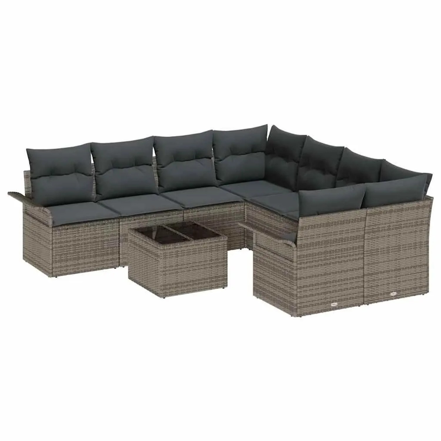 vidaXL Gartensofa-Set mit Kissen mit Speicher 9 Stk Grau Poly-Rattan 335396 günstig online kaufen