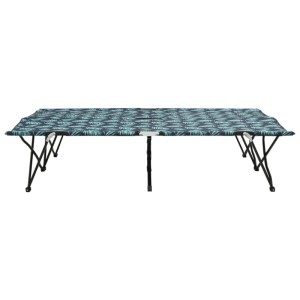 Klappbare Sonnenliege für 2 Personen mit Blattmuster, Stahlgestell. Ideal für Camping und Outdoor.