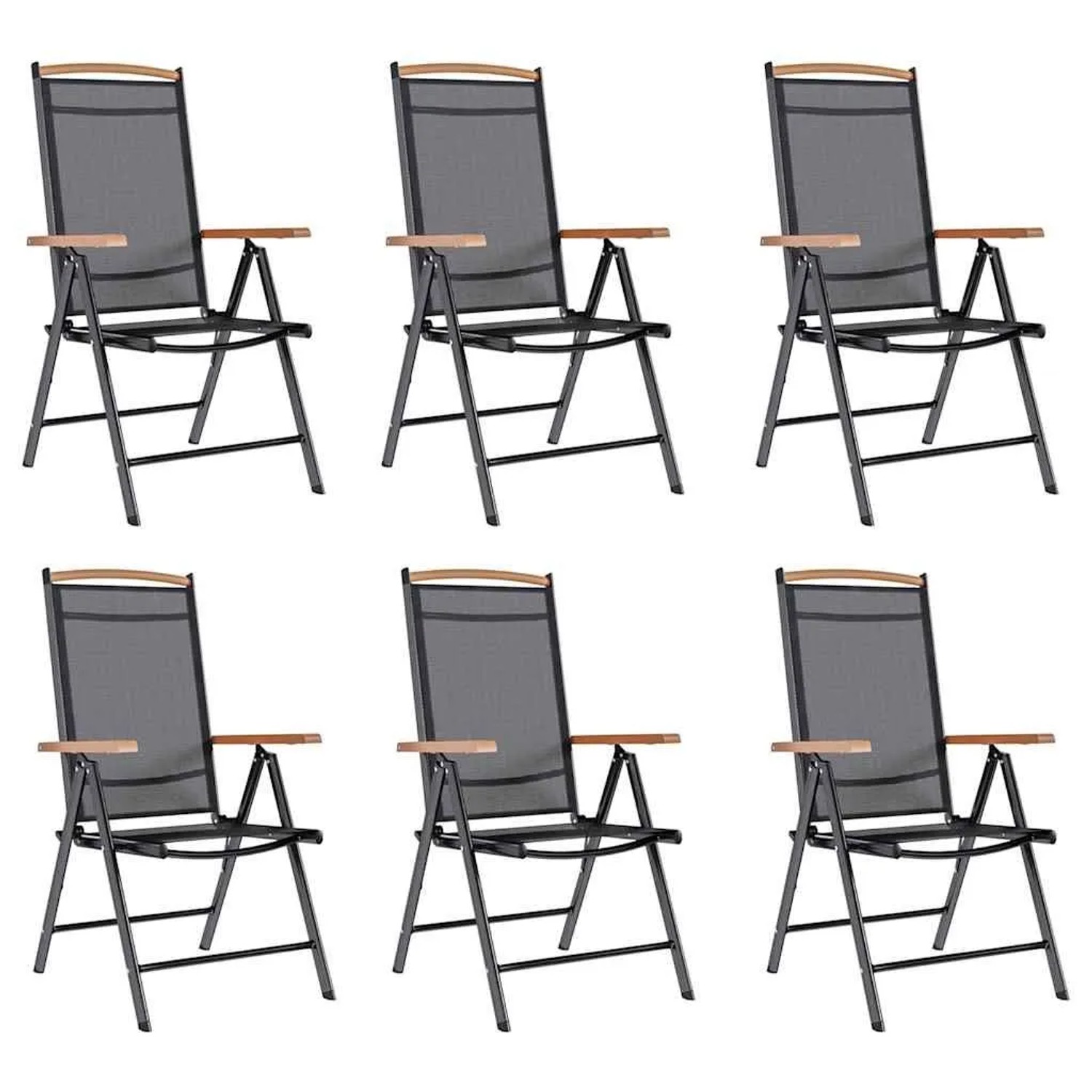 Furnicato Klappbare Gartenstühle Schwarz 58 X 65 X 109 Cm 7 Fach Verstellbar