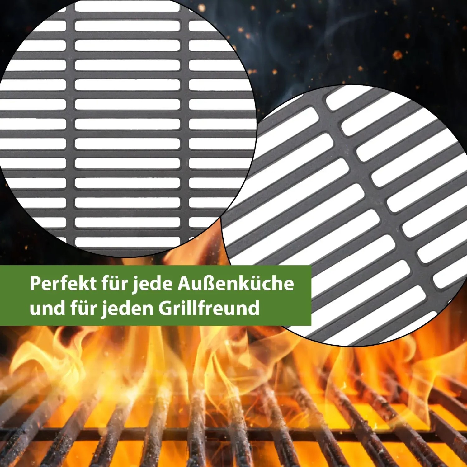 Rechteckiger, emaillierter TRUTZHOLM Grillrost (45x30 cm) aus Gusseisen für Grills und Feuerstellen.