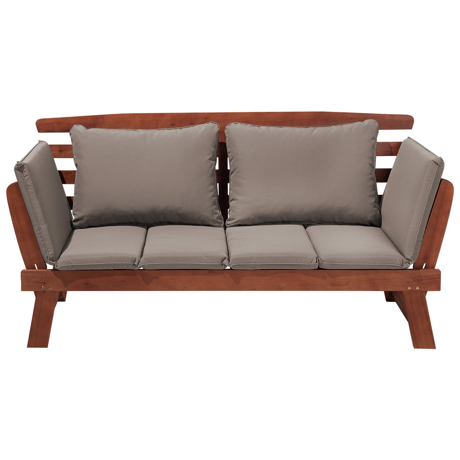 Beliani Gartenbank Dunkler Holzfarbton Beige 66x210x82 günstig online kaufen