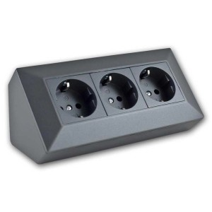 ChiliTec 3-Fach Aufbau Steckdosenblock Anthrazit 250V 16A
