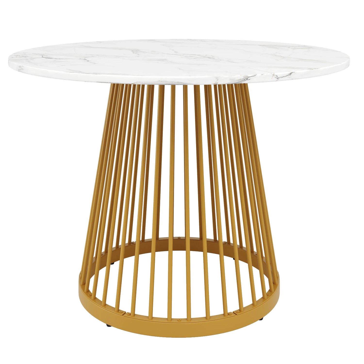 Merax Runder Esstisch 80x80x76cm  MDF Marmoroptik  Metallgestell Gold