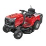 Roter Troy-Bilt Rasentraktor Pony 92 T-R Select mit Heckauswurf.