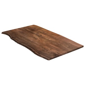Tischplatte Akazie Nussbaum, 160x85 cm, Baumkante, Massivholz für Esstisch oder Schreibtisch.