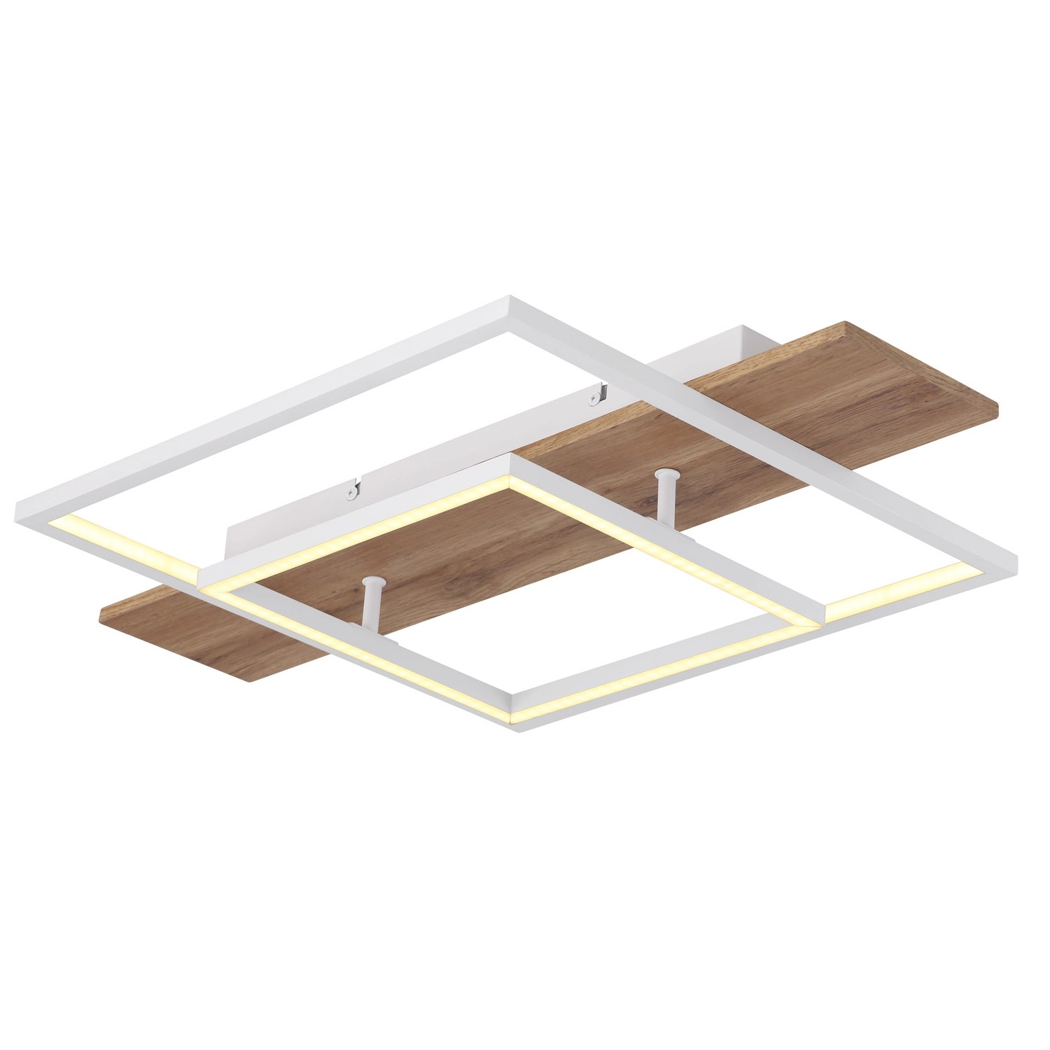 Globo LED-Deckenleuchte Vanni Holzfarben/Weiß 60 x 40 cm
