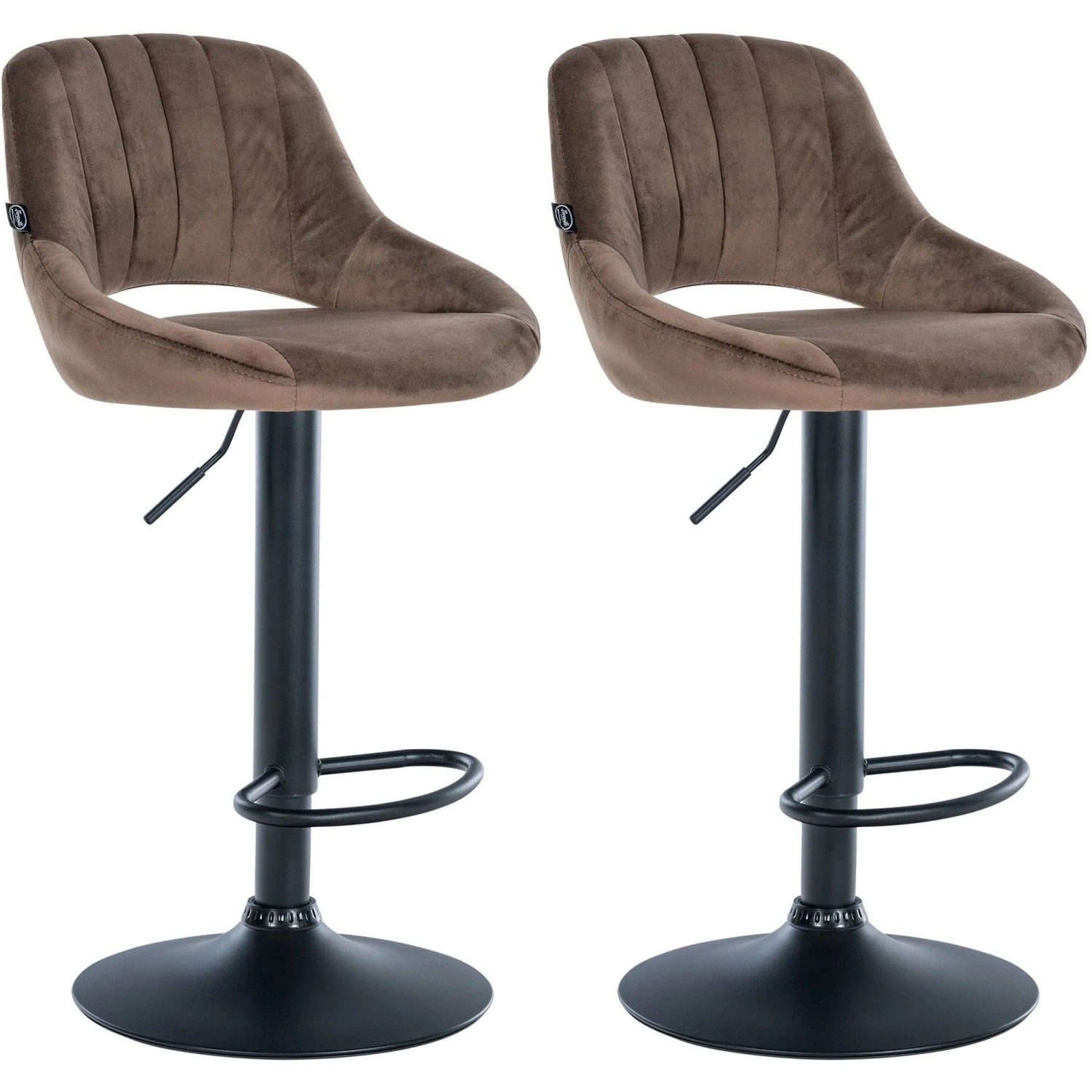 DELUKE 2er Set Barhocker SEGAD Samt Braun 47x48x85cm Schwarz Barstuhl Mit Lehne Tresenhocker Tresenstuhl