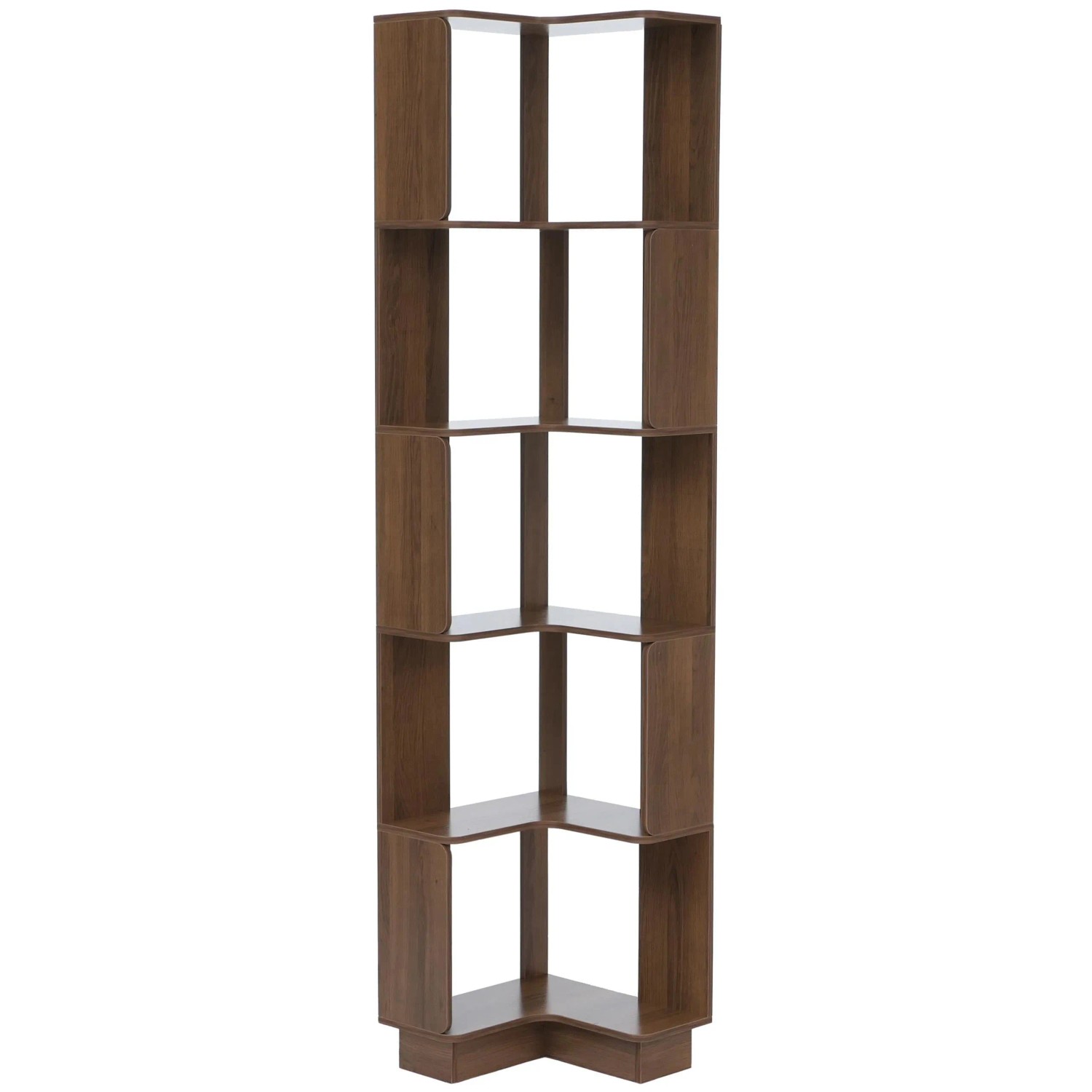 MCW Eck-Bücherregal P53 5 Ebenen MDF Melamin 175x40x40cm Braun