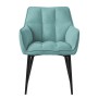 Petrolfarbener ML-Design Esszimmerstuhl mit Frotteebezug und schwarzen Beinen.