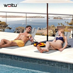 WOLTU Strandmatte 2er Set Strandliege mit Kopfkissen Klappbar Hellgrau