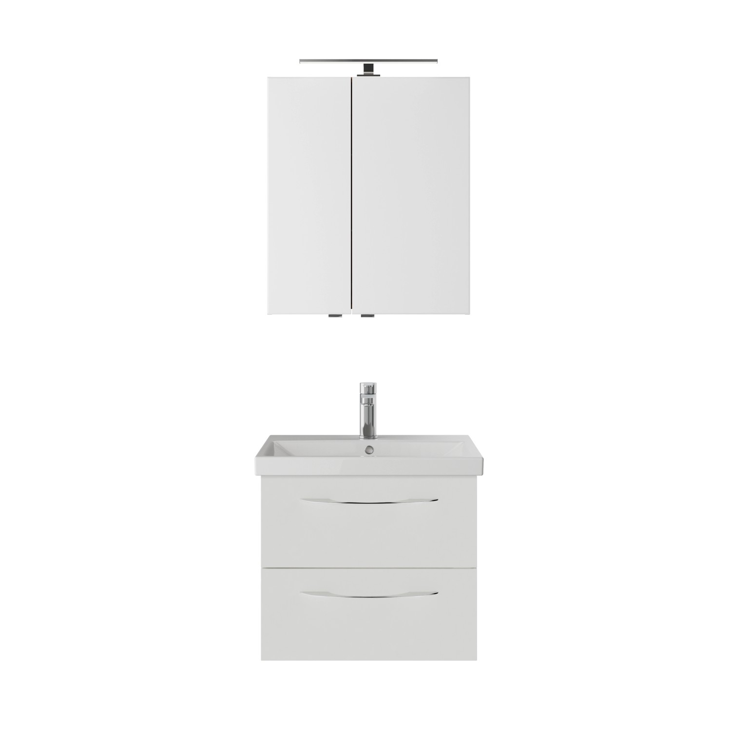 Pelipal Badmöbel-Set Serie 4035 3-teilig in Weiß Glanz mit Spiegelschrank