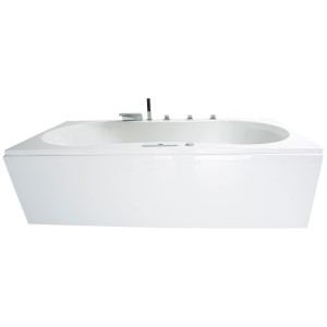 Basera® Palma Classic Whirlpool-Badewanne, 190x90 cm, in Weiß mit Armaturen.