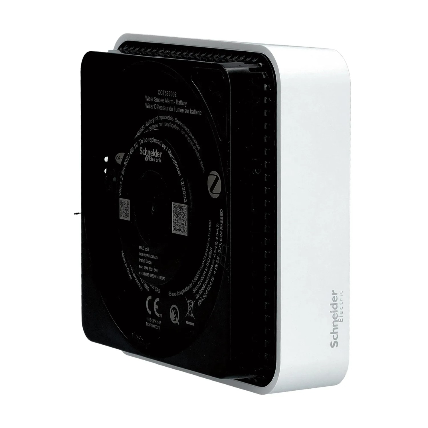 Schneider Electric Wiser Rauchmelder CCT599002, Smart Home-fähig, Weiß.