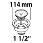 Korbventil für Spüle, 47,8 mm (1 1/2 AG) x Ø 114 mm, mit Sieb und Ventilkelch.