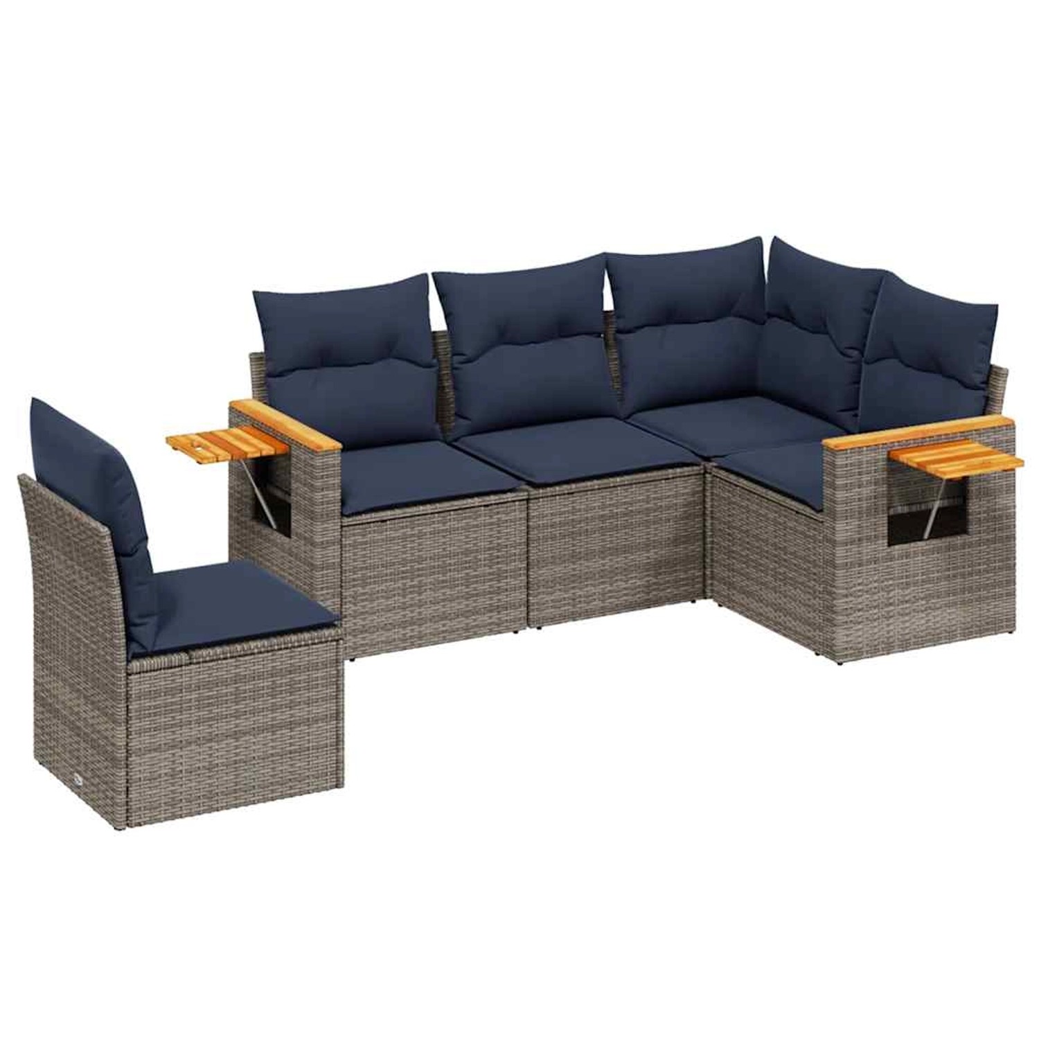vidaXL 5-Tlg Garten-Sofagarnitur mit Kissen Grau Poly Rattan 3226817 günstig online kaufen