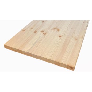 Massive Kiefer Arbeitsplatte, 240x60x4 cm, helle Holzmaserung für Küche oder Werkstatt.