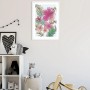 Komar Poster mit rosa und grünen Blumen, 30x40 cm, gerahmt. Dekorative Fototapete für Wohnräume.