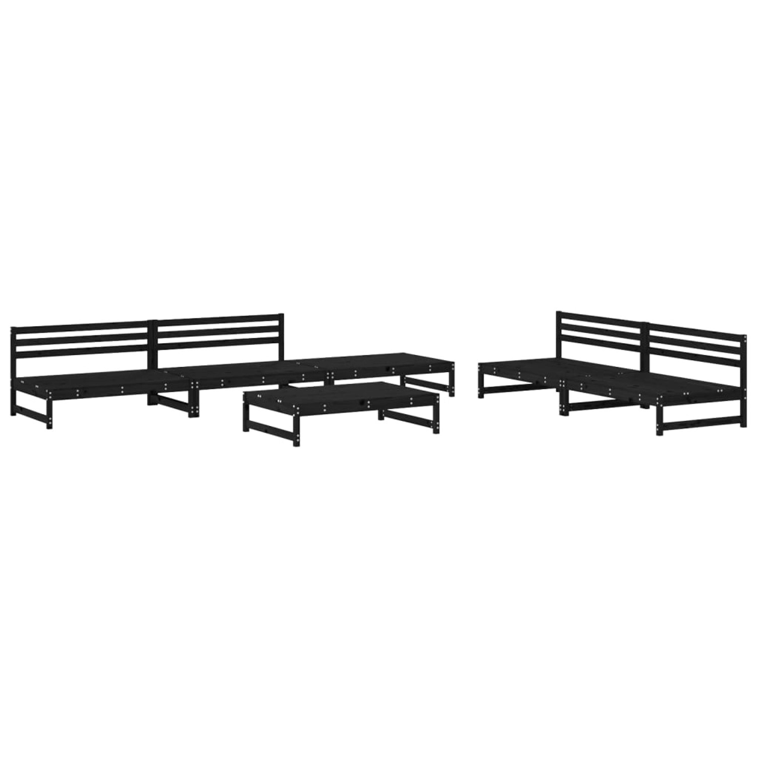 vidaXL 6-tlg Garten-Lounge-Set Schwarz Massivholz Kiefer Modell 23